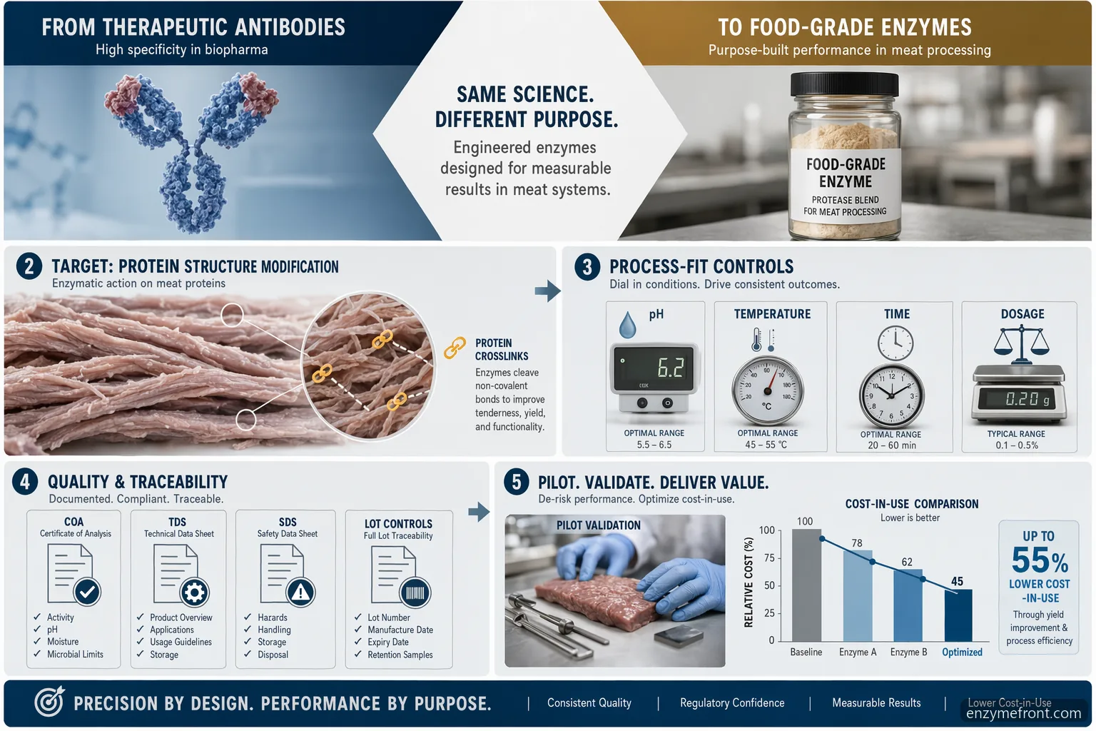 tissue transglutaminase iga antibod meat processing infographic comparing clinical search intent and enzyme buying factors