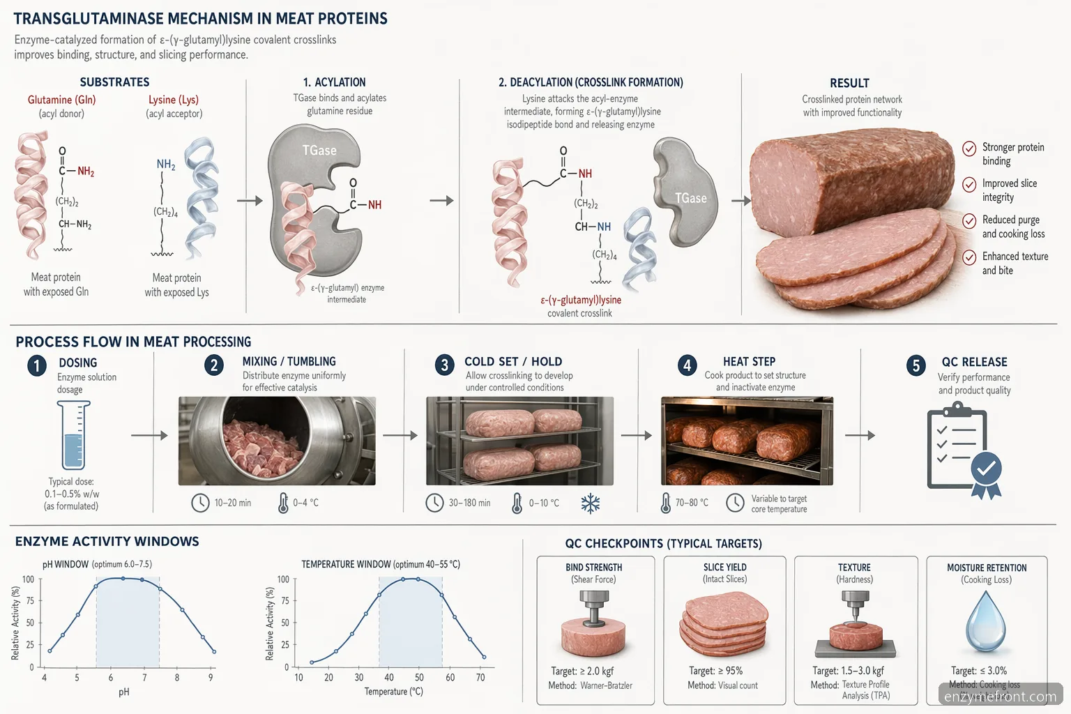 transglutaminase supplier guide for meat processing maps protein crosslinking with pH, temperature, and QC checkpoints
